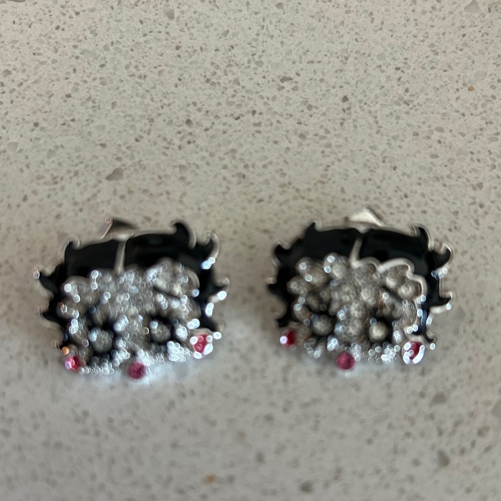 Betty boop  crystal and enamel earrings , novelty